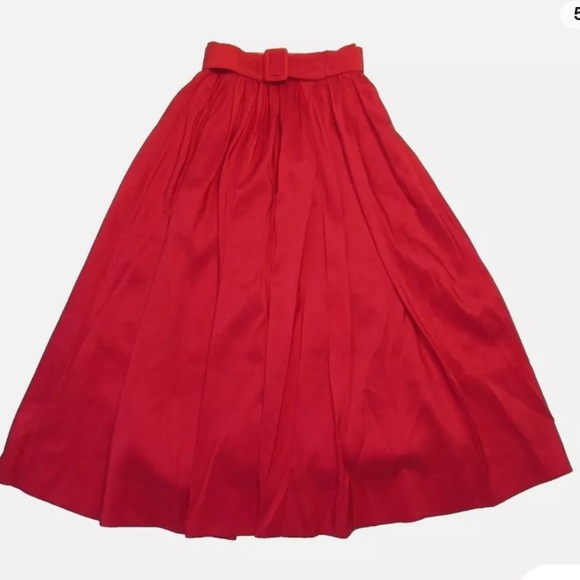 NWT Anthropologie Maeve Belted Maxi Red A-Line Skirt - Picture 6 of 8